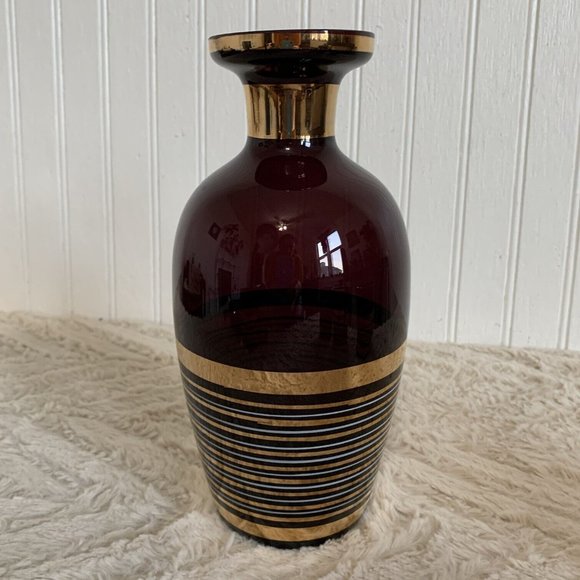 Vintage Bohemian Czech Glass Borske Sklo Amethyst Decanter & 5 Tumbler Glasses - Picture 9 of 15